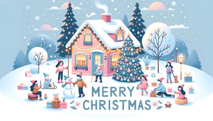 Obraz premium Merry Christmas Themed Image, Christmas tree, beautiful and peaceful place