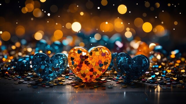 Heart-Shaped Confetti Vibrant Colors Studio Light, Background Images, Hd Illustrations