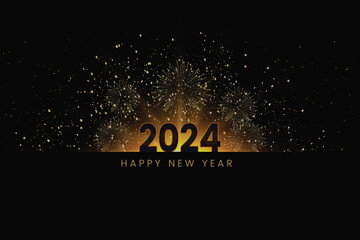 Happy New Year 2024 with sparkling festival numbers full of beautiful colors happy New Year 2024 celebration.
