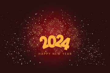 Happy New Year 2024 with sparkling festival numbers full of beautiful colors happy New Year 2024 celebration.