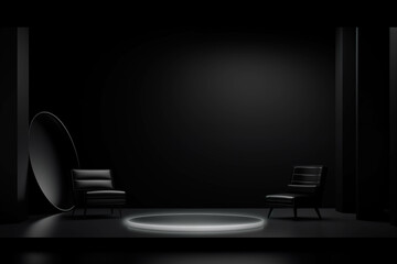 A Captivating Black and White Chair in a Mysterious Room Generative AI. Created With Generative AI Technology