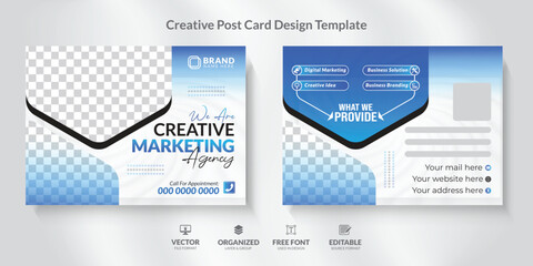 Corporate Business Postcard Design Templat with modern and unique layout.