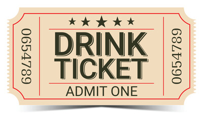 Ticket, Drink ticket, free drink, party.