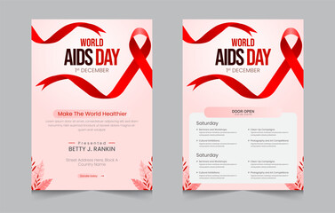 World aids day activity layout template, aids day activities a4 poster or flyer design, vector illustration eps 10  - obrazy, fototapety, plakaty