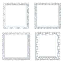 Set of decorative frames Elegant vector element for design in Eastern style, place for text. Floral gray and white borders. Lace illustration for invitations and greeting cards