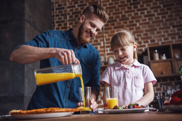 Dad and daughter cooking