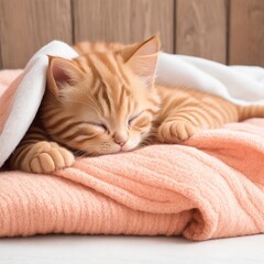 cat sleeping on the bed