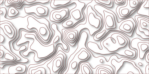 3D Contour map background. Vector geography scheme and terrain. Topography grid map. Red wave paper curved reliefs abstract background, Abstract topographic contours mountain relief topographic map