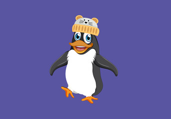 Cute penguin wearing a hat.