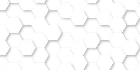 White hexagon and 3d abstract background with hexagon, modern abstract vector polygonal pattern. Futuristic abstract honeycomb technology white background. Luxury white hexagon pattern.