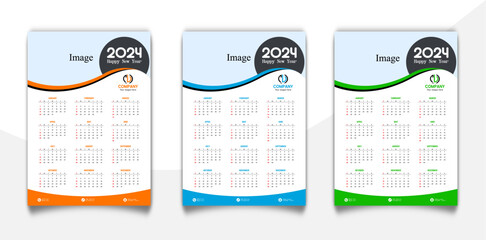 2024 calendar design template with mocup