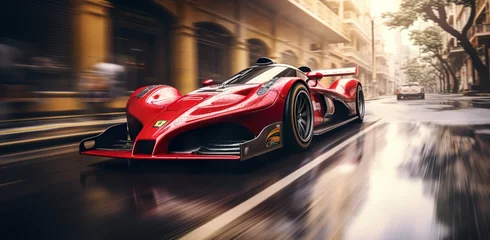 Fotobehang Striking Red Formula Racing Car: Speed, Precision, and Innovation on Wheels, Red formula car © Ikhou