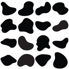 Blob shape organic, vector illustration set. Collection from abstract forms for design and paint. Liquid silhouette drop in modern style. Basic stains isolated elements on white background