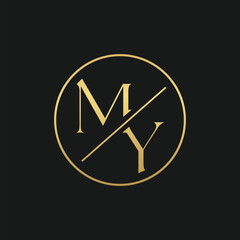 Luxury letter MY logo design
