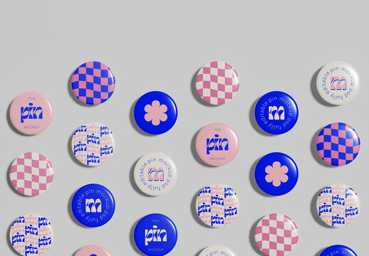 Set of Pin Button Mockup