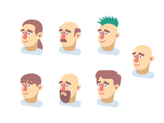 Flat character with different hairstyles