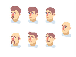 Fototapeta premium Flat character with different hairstyles2