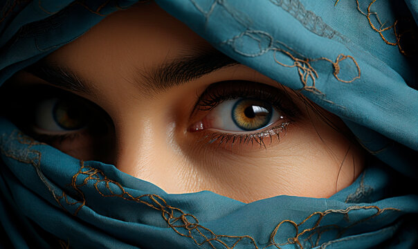 Young muslim woman looking at camera wearing traditional hijab​