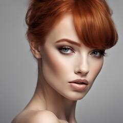 Redhead Beauty: Elegance and Glamour in Close-up Portrait