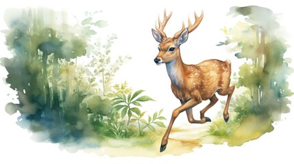 A deer with no background. Watercolor illustration.