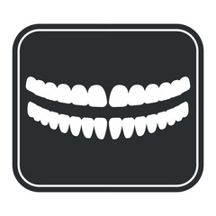 tooth badge. white teeth. vector on gray background, 