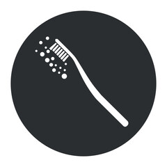 Toothbrush. Badge. Vector on gray background