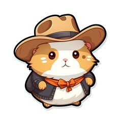 Fototapeta premium cute hamster as a cowboy sticker design with white background