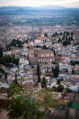 Fototapeta premium Close up view of the famous Albaicin neighborhood from San Miguel Alto balcony in Granada, Andalusia, Spain. The Albaicin is a UNESCO World Heritage Site.