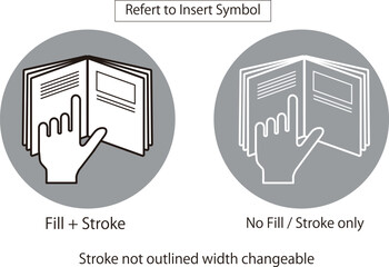 Refer to insert symbol icon mark. with fill version and stroke only version. Stroke not outlined and width changeable.