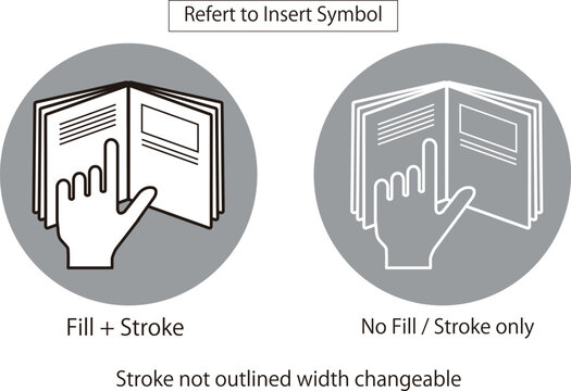 Refer to insert symbol icon mark. with fill version and stroke only version. Stroke not outlined and width changeable.
