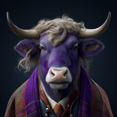 A Bull wearing clothes like a Boss NFT Art by Generative AI