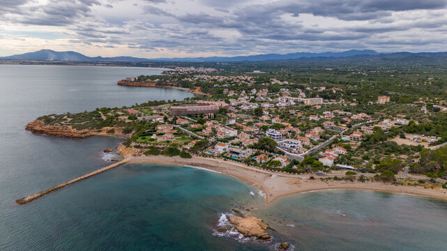 Aerial drone photo of the coastal town named Perello Mar in Spain