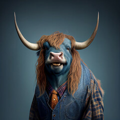 A Bull wearing clothes like a Boss NFT Art by Generative AI