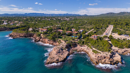 Fototapeta na wymiar Aerial drone photo of the coastline and the mediteranean sea in Spain