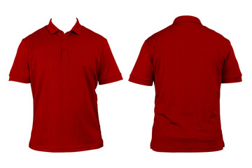 Blank shirt neck mockup template, front and back view, isolated red, plain t-shirt. Mockup....