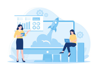 Business launch concept flat illustration