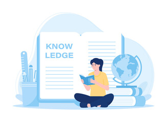 Knowledge learning concept flat illustration