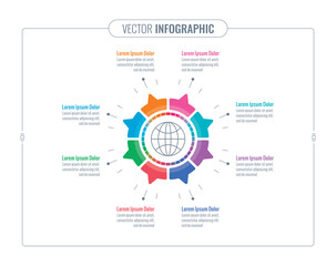 eight-step infographic design. colorful wheel infographic template. 360 degree information template