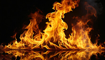 Fototapeta premium fire Flames in the Midnight Darkness
