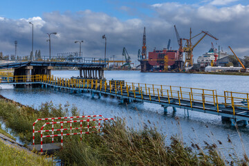 View of the port and shipyard in Gdansk
