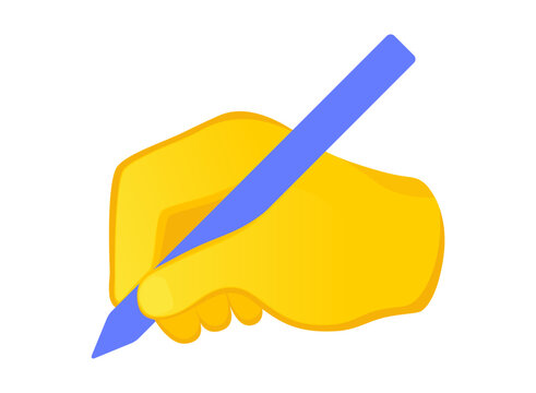 Writing hand icon. Yellow gesture emoji vector illustration.
