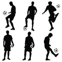 Male Football Player Silhouettes Vector illustration