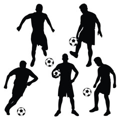 Male Football Player Silhouettes Vector illustration