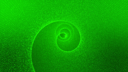 Abstract spinning twirl green dots background. Abstract futuristic technology background, animation cyber or technology background