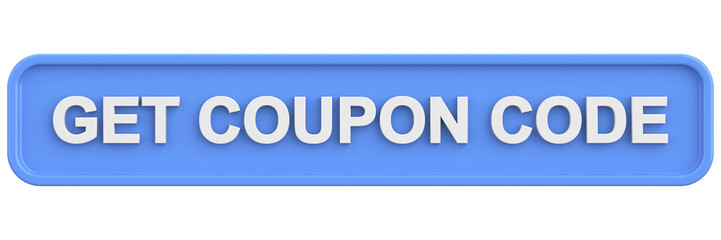 Get coupon code button. 3D illustration.