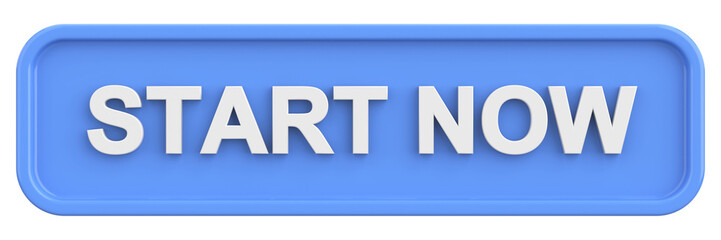 Start now button. 3D illustration.