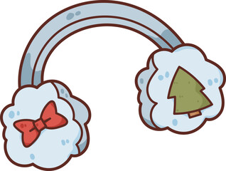 Collection of Christmas cartoons isolated on a white background. Little Santa with gifts and holiday decorations; cute card. Super cute cartoon character, illustration, hand drawn, vector