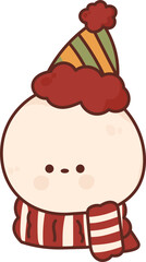 Collection of Christmas cartoons isolated on a white background. Little Santa with gifts and holiday decorations; cute card. Super cute cartoon character, illustration, hand drawn, vector