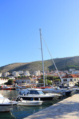 Fototapeta na wymiar Marina in sunny day in Dubrovnik, Croatia 