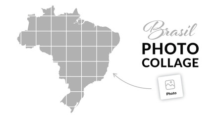 Brasil photo collage. Travel and trip photo concept. Map of Brazil collage. Vector
